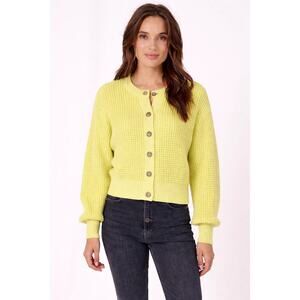 Ann Taylor Weekend Chunky Rib Knit Cardigan Sweater Size Small Puff Sleeve NWT